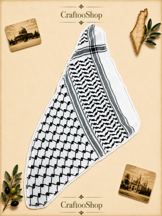 Keffiyeh Bandana Scarf, Palestine Arafat Kuffyieh Mask, Tie kofyah Headband Kofya Face Cover Vintage dress Size 72X42X48 Centimeters