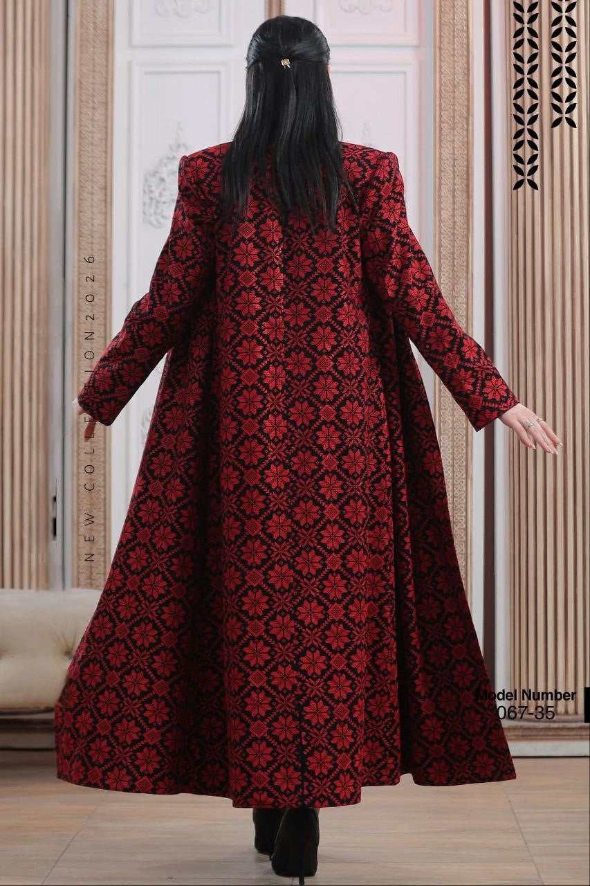 Jacket Special Occasion Long Sleeves Dress, Embroidery Parties Dress, Vintage Style, Heritage Palestinian Jordanian Wedding, Traditional Tatreez Thobe Embroidered