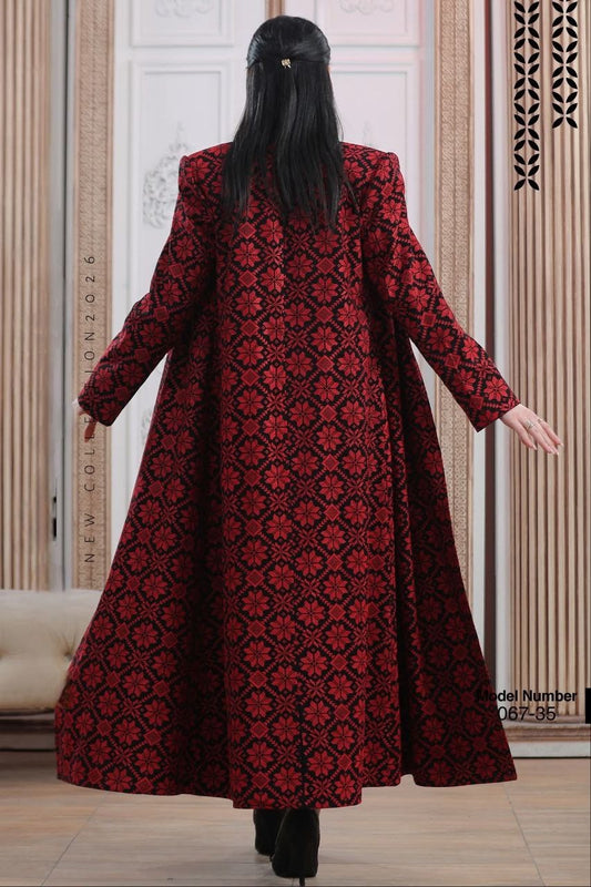 Jacket Special Occasion Long Sleeves Dress, Embroidery Parties Dress, Vintage Style, Heritage Palestinian Jordanian Wedding, Traditional Tatreez Thobe Embroiderey