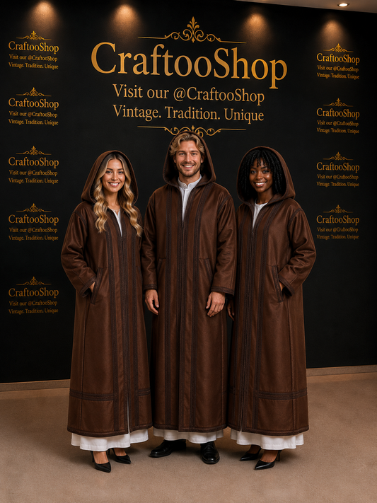 Farwa Hoodie Bisht Coat, Unique Fur, Morocco Arab Style Winter Coat, Warm Heavy, Unisex Clothing, Vintagec Traditional Westerns مغرب