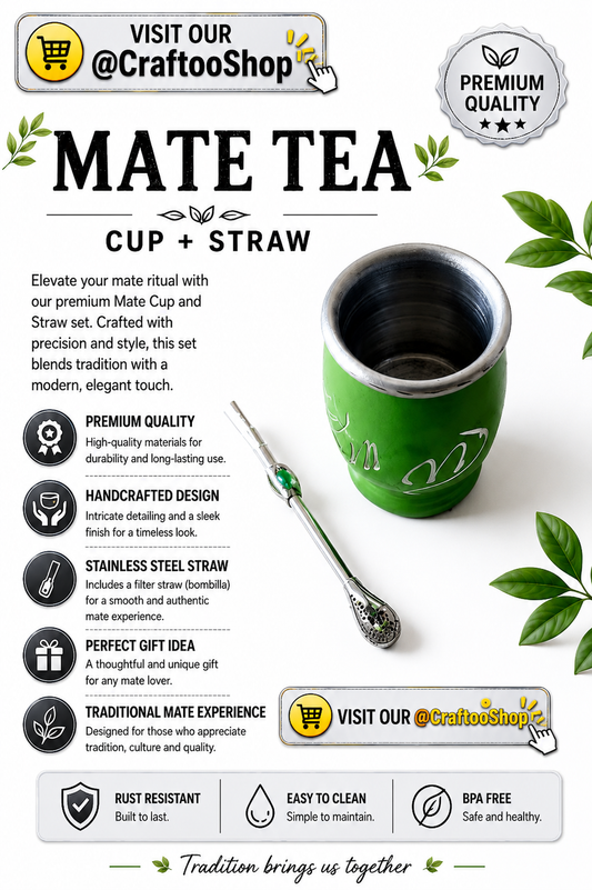 Mate Tea Silver Green cup, Unique Yerba Mate Cup +Straw, drinking places fountain, water carved, Filter Bombilla Straw handmade 50mL