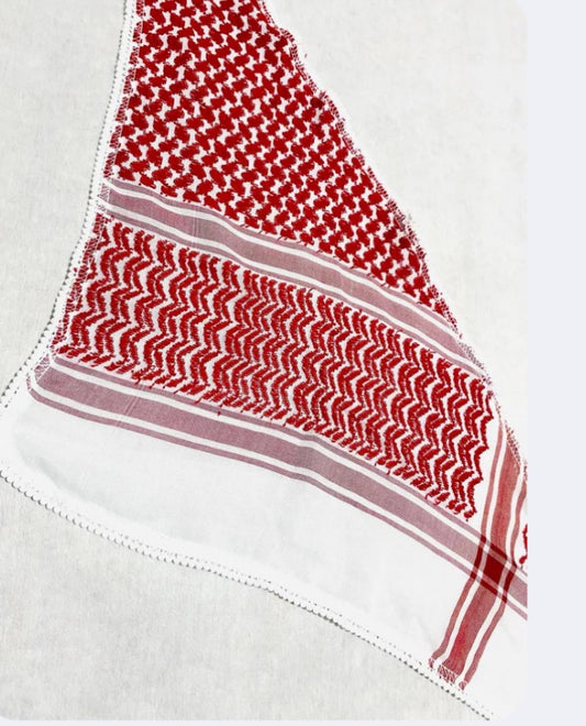 Red Keffiyeh Bandana Scarf, Palestine Arafat Kuffyieh Mask, Tie kofyah Headband Kofya Face Cover Vintage dress Size 72X42X48 Centimeters