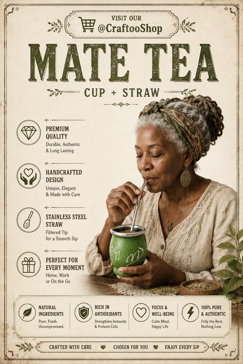 Mate Tea Silver Green cup, Unique Yerba Mate Cup +Straw, drinking places fountain, water carved, Filter Bombilla Straw handmade 50mL