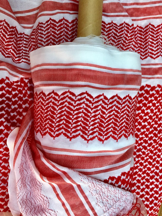 Fabric by METER Keffiyeh, Shemagh Fabric, Crafts Use, Fabric Textile for Clothing Work, Designers Supply Arab Original Woven Stitched