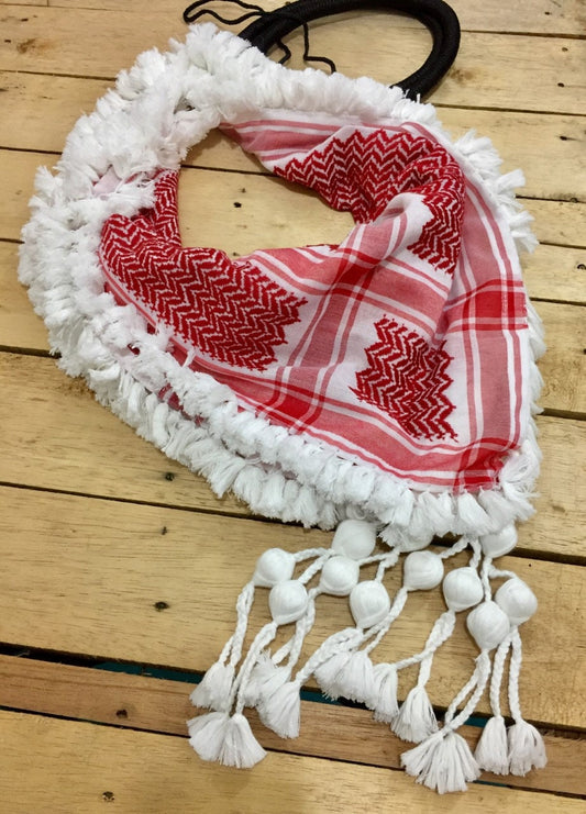 Jordan Scarf Malaki Red Shemagh, Woven Stitched Arab Shawl Handmade Fur Royal Hi-Quality, Unique Kuffyieh Headcover Multi-use Vintage Hatta