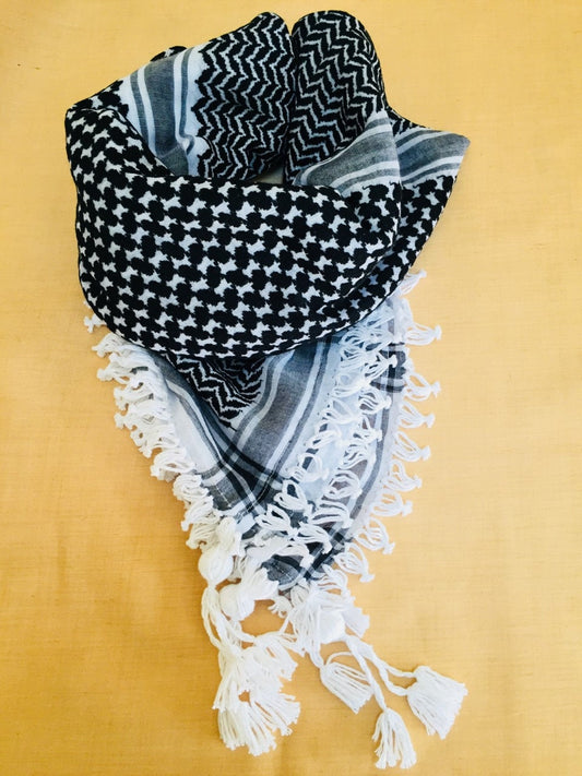 Arab Grey Scarf, Woven Stitched NOT Printed, Keffyeih Iraq Cover Headwear, Vintage dress Hatta Shemagh Unisex Mask Unique Original Kurdi