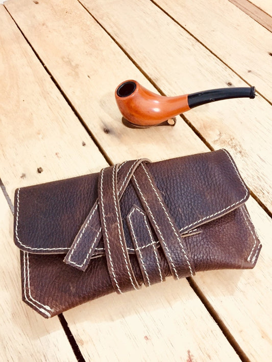 Pipe Pouch, Personalized Natural Genuine Cow Leather Bag, Small Case , Handmade handcrafted, Dimensions 20cmX11cm