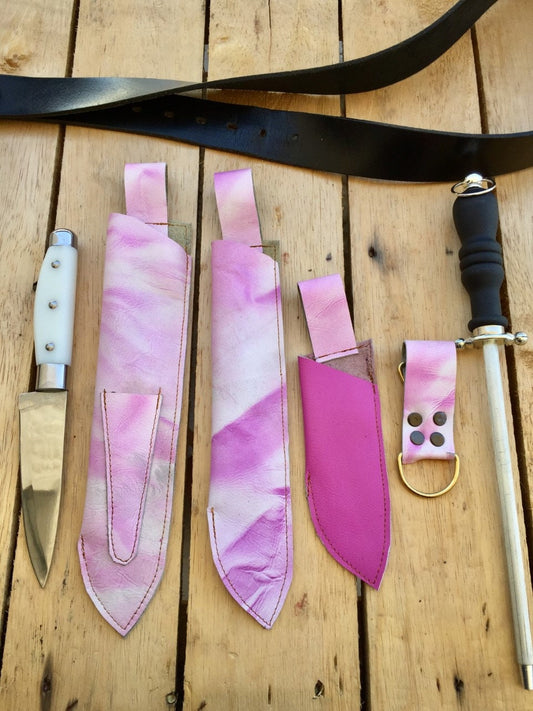 4 Piecs Knives Tools Belt, Modular Leather Chef KnifeSheath, Chefs Leather Supply,Butcher Chef Holster, Rustic BBQ, handMade Without Belt