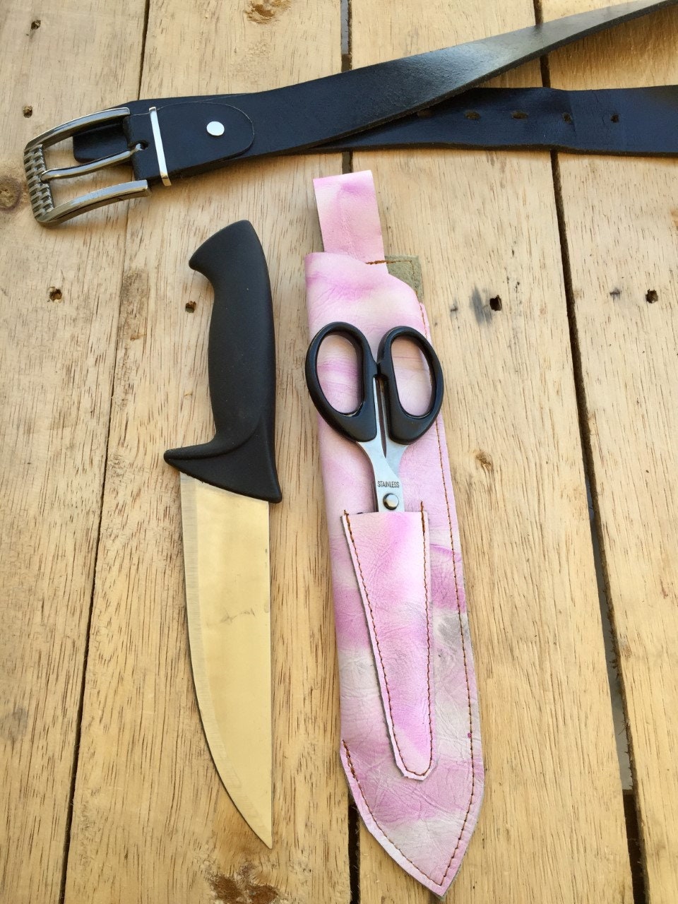 4 Piecs Knives Tools Belt, Modular Leather Chef KnifeSheath, Chefs Leather Supply,Butcher Chef Holster, Rustic BBQ, handMade Without Belt