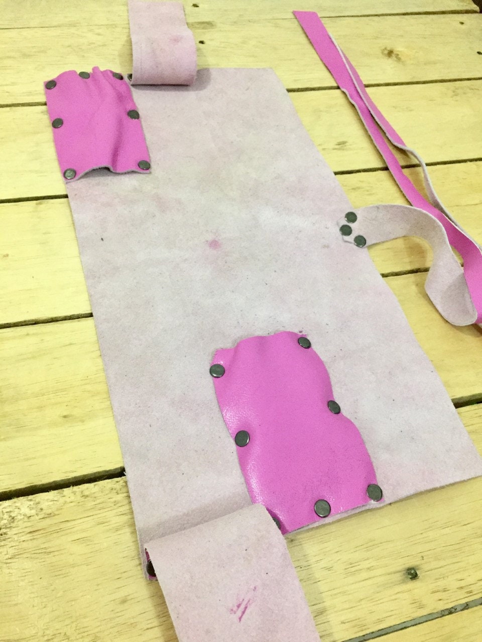 2 Slots Knife Roll , Pink Color,  Genuine Leather Chef Bag ,Hand Made Knives Roll Holder Bag Chefs Leather Roll, Handcrafted size 20cmX39cm