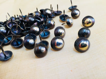 150 Circle Nails Cat Eye Upholstery Deco. Nails, Box thumb tacks, Push Pins Sofa Door Furniture Vintage Look Small Size Antique Bronze 15mmX12mm