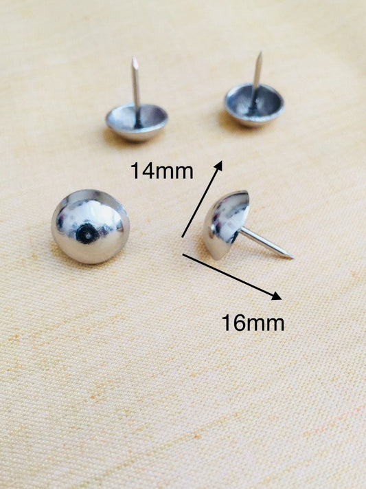Circle Decorative Nails - Upholstery Silver Color Deco. , Box thumb tacks, Push Pins, Sofa pin nail,door nails, furniture Vintage Look small