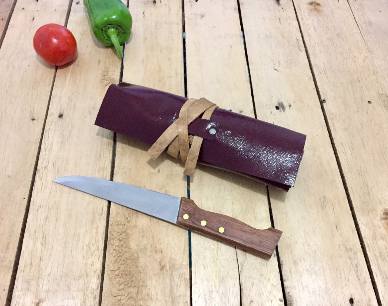 Burgundy 7 Slots Tools Roll, Many Crafts Roll, Chefs Roll, Knife Roll Hand Crafted, Genuine Leather Chef Bag , kitchen Tools Size 27cmX 39cm