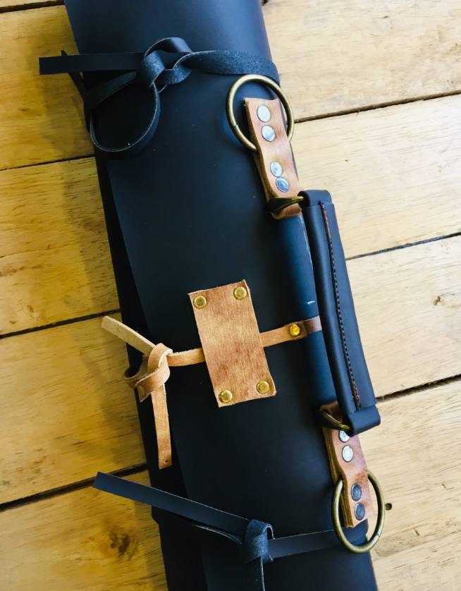 12 Slots, knife roll, synthetic leather , Belt Genuine Leather, 100% Hand made , dark Brown colour tan belt colour