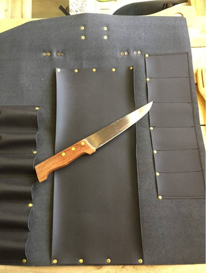 12 Slots, knife roll, synthetic leather , Belt Genuine Leather, 100% Hand made , dark Brown colour tan belt colour
