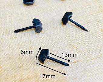 Furniture Antique Square Head Decorative, Hand forged small wrought Iron ,box thumb Push Pins,Sofa door Gate stud, Upholstery Black 17mmX6mm