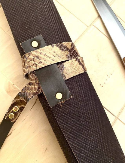 3 Slots Knife Roll, Handmade Chef bag Leather Genuine Leather Belt Knives Roll,Tools Holder Kitchen Supply Marron Colour Size 9.5inchX13inch