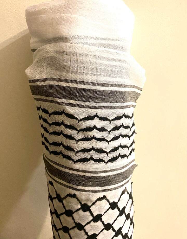 Fabric by METER Keffiyeh, Shemagh Fabric, Crafts Use, Fabric Textile for Clothing Work, Designers Supply Arab Original Woven Stitched