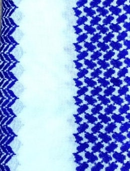 2x Pieces Blue Keffyieh Unique Arab Scarf Shemagh, Woven Stitched, face Cover Headwear Windproof Kuffyieh Mask, Vintage Dress Kofya Hatta Blue White
