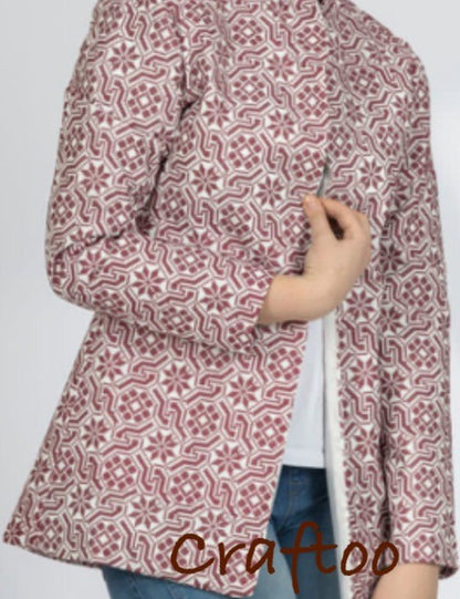 tatreez Embroidery Palestine jacket, Tatreez long sleeves Vintage Style, Heritage Palestinian Traditional casual wear, Pink Purple Mixed