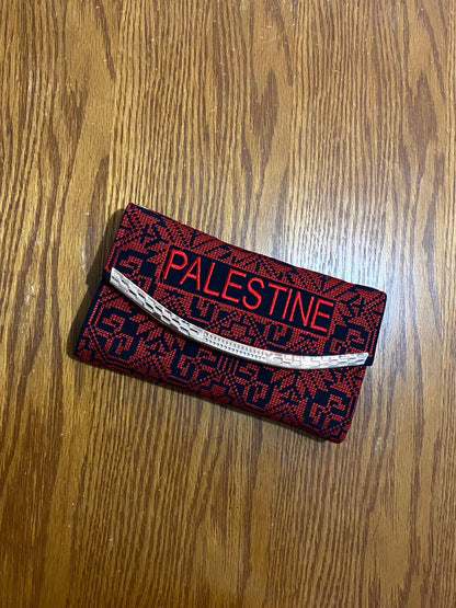 Embroidery Pouch, tatreez Palestine gifts, Red Formal Tatreez handbag, Keffiyeh Arafat Hatta, Small Case, Keffiyeh Vintage Dress Clothing