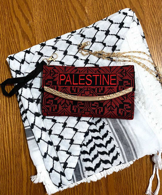 Embroidery Pouch, tatreez Palestine gifts, Red Formal Tatreez handbag, Keffiyeh Arafat Hatta, Small Case, Keffiyeh Vintage Dress Clothing