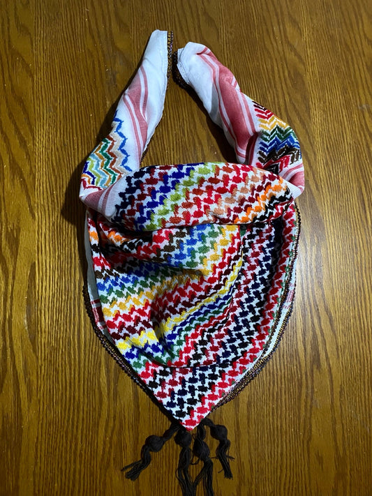 Rainbow Keffiyeh, Unique Sahara Arab Scarf, Bandana faceCover, Palestine Headwear Windproof Vintage dress Hatta Shemagh Cocktail ColorsMixed