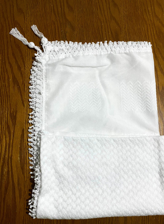 White Keffiyeh, Plain Arab Scarf, Unique Special HandCrafted, Palestine Traditional Style Vintage Dress, Shemagh hatta, Original Pure color