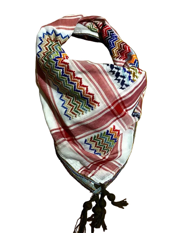 Mixed Rainbow Keffiyeh, Unique Sahara Arab Scarf, Bandana faceCover, Palestine Headwear Windproof Vintage dress Hatta Shemagh Cocktail