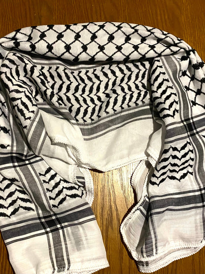 Original Keffyeih Palestinian Arab Scarf, Woven Stitched NOT Printed,Unique faceCover Headwear Shawl ,Vintage Dress Hatta shemagh NO Tassels