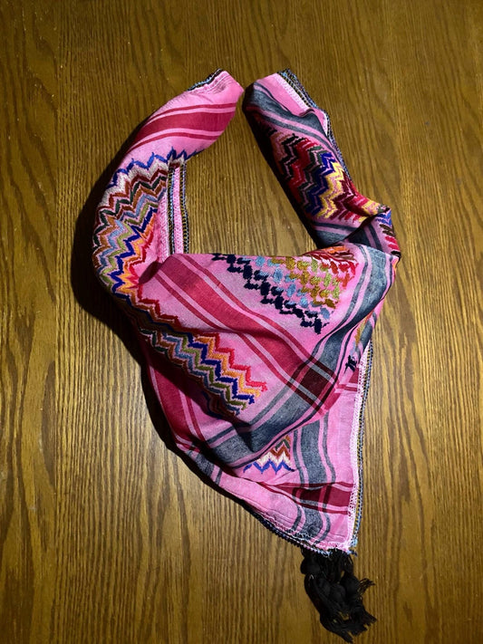 Keffiyeh Palestine Scarfs, Unique Arab Desert Bandana face Cover, Windproof Mask, Vintage dress Hatta Shemagh mixed Pinky cocktail colours