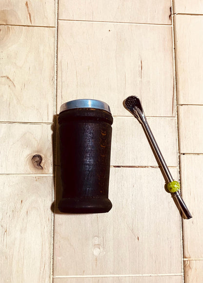 Unique Mate Tea Wooden cup, Yerba Mate Cup +Straw, drinking places fountain, water carved wood natural, Filter Bombilla Straw handmade 50mL