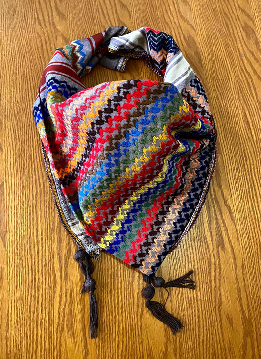 Rainbow Unique Palestine Scarf, Sahara Bandana Kofya, Arab Desert Keffiyeh OldStyle Vintage dress Hatta Shemagh Headwear Mixed Colours