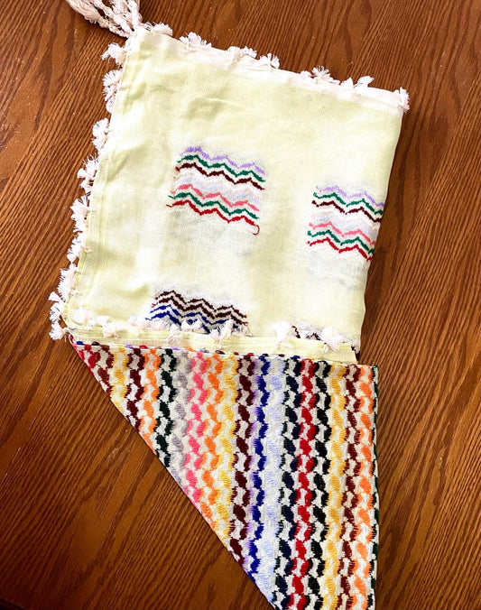Yellow Rainbow Arab Sahara Scarf Keffyieh, Unique Shemagh Shawl fabric MultiUse faceCover, Headwear Windproof, Vintage dress Hatta Mixed Col