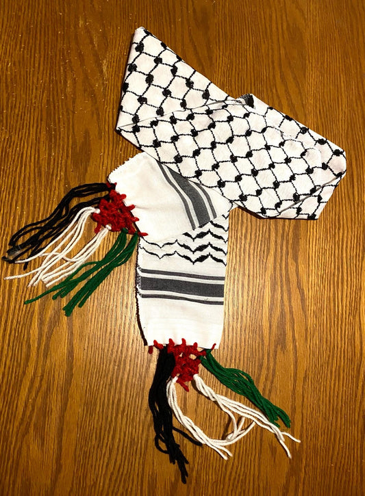 Kuffiyeh Palestine Flag Scarf, Keffiyeh Unique Original Arab Arafat Hatta design, Student Graduation kofyah Scarves, Bandana 54inchX4.6inch