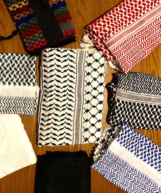 Palestine Kuffyieh Arafat Arab Scarf, Jordan Bedouins face Cover, Arabic Headwear Mask, Vintage Dress Hatta Kofya Woven Stitch Not Printed