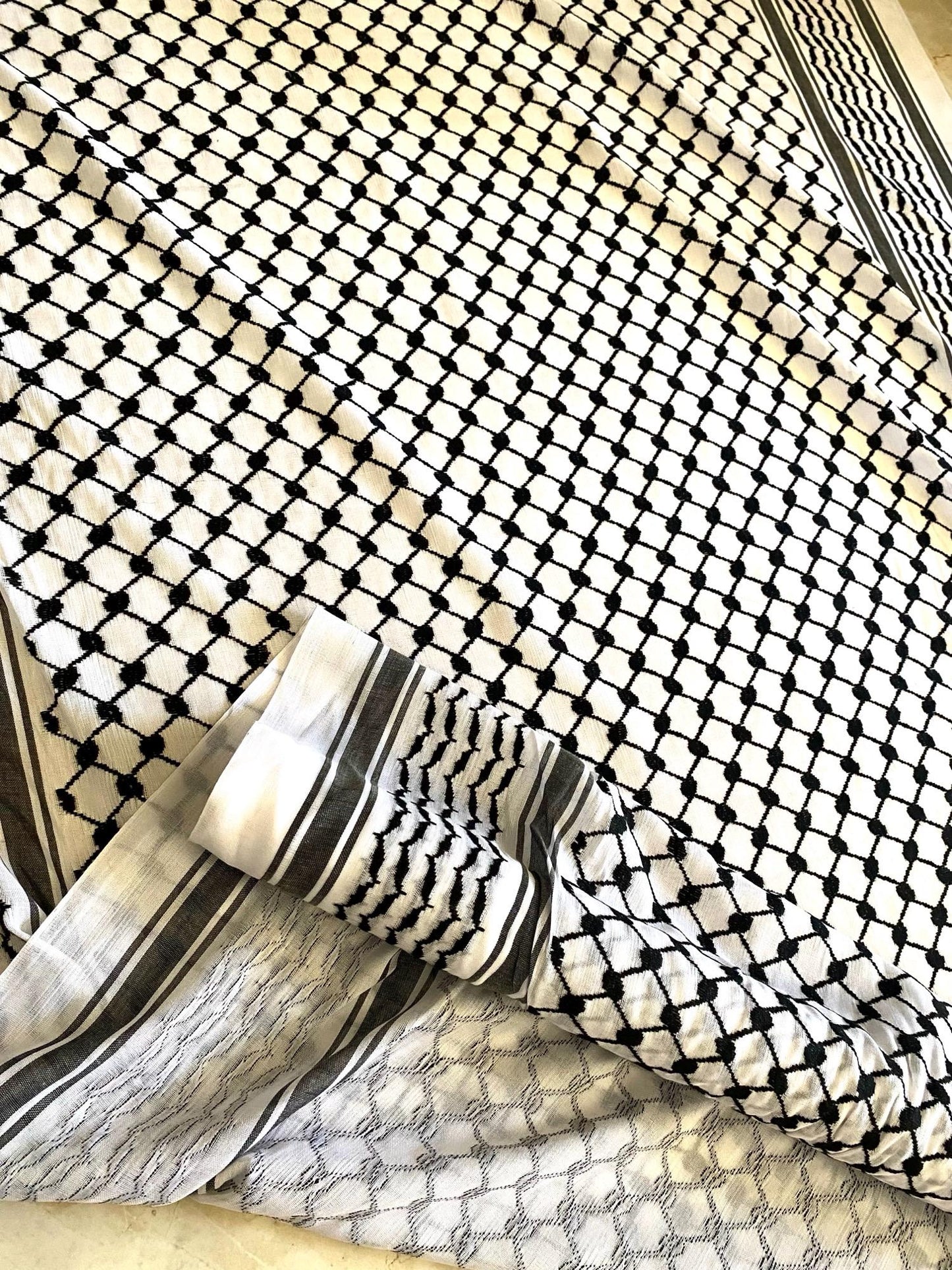 Fabric by METER Keffiyeh, Shemagh Fabric, Crafts Use, Fabric Textile for Clothing Work, Designers Supply Arab Original Woven Stitched