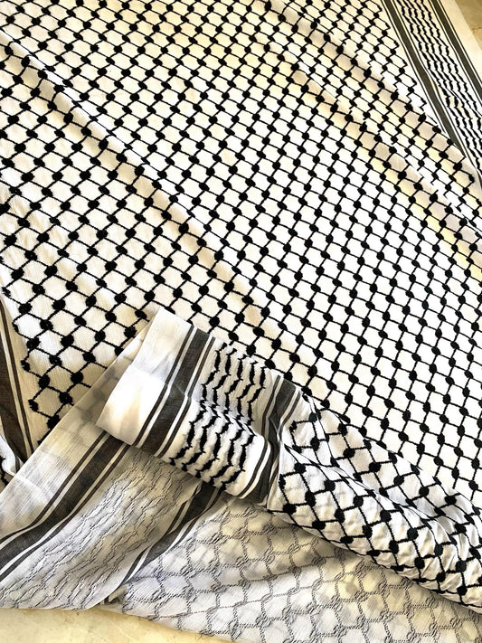 Fabric by METER Keffiyeh, Shemagh Fabric, Crafts Use, Fabric Textile for Clothing Work, Designers Supply Arab Original Woven Stitched