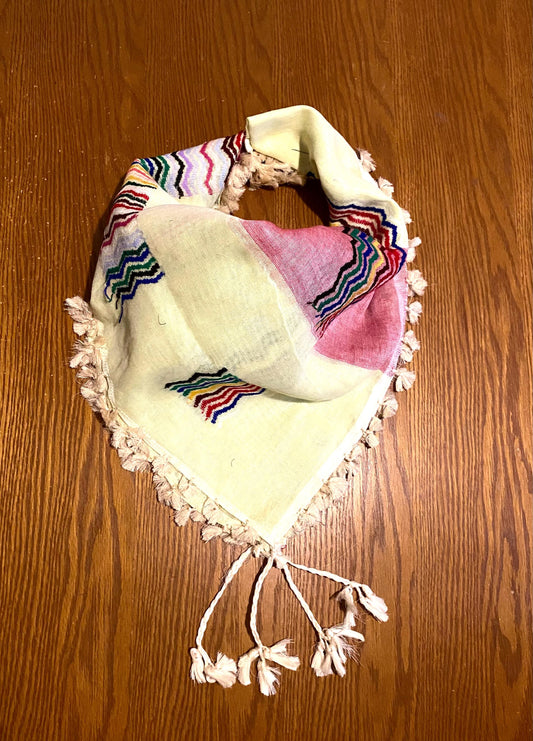 Rainbow Unique Shwal, Arab Sahara Scarf Keffyieh,Shemagh fabric MultiUse faceCover, Headwear Windproof, Vintage dress Hatta Yellow Pink mix