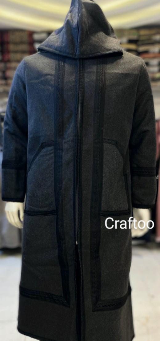 Farwa Hoodie Winter Coat, Unique Fur, Arab Style Winter Coat, Warm and Heavy, Bisht Unisex Clothing, Vintage Traditional Western Black جوخ