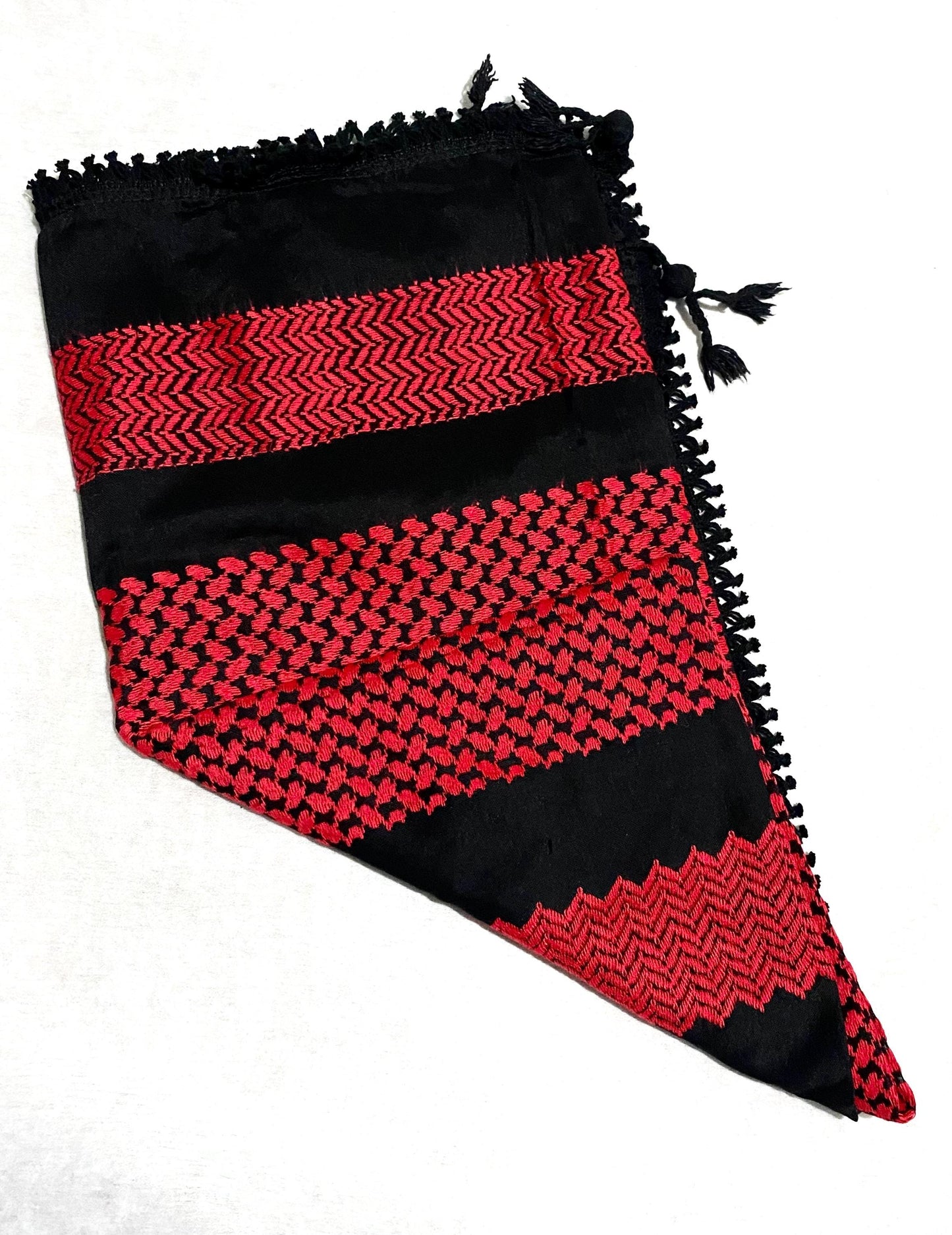 Palestine Keffyieh, Unique Arab Scarf Shemagh, Mult-functional face Cover, Headwear Windproof  Mask, Vintage dress Hatta Black Red