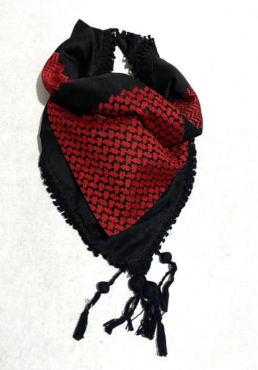 Unique Arab Scarf, Woven Stitched, NOT Printed, Keffyeih Cover Headwear,Vintage dress Hatta Shemagh Kuffyieh,Unisex Mask, mixed Black Red