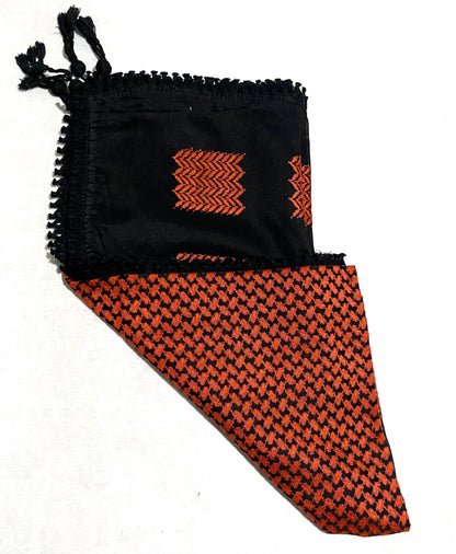 Orange Keffiyeh Scarf, Desert Bandana face Cover, Sahara Arabian Palestine Headwear, Vintage dress Hatta Shemagh Kuffyieh Mixed 2 Colours