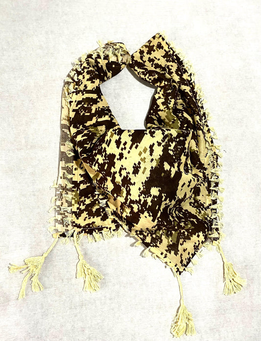 Army Force Scarf, Unique Arab Scarf Shemagh, Mult-functional face Cover, Headwear Windproof  Mask, Vintage dress Hatta Beige Yellow Mixed