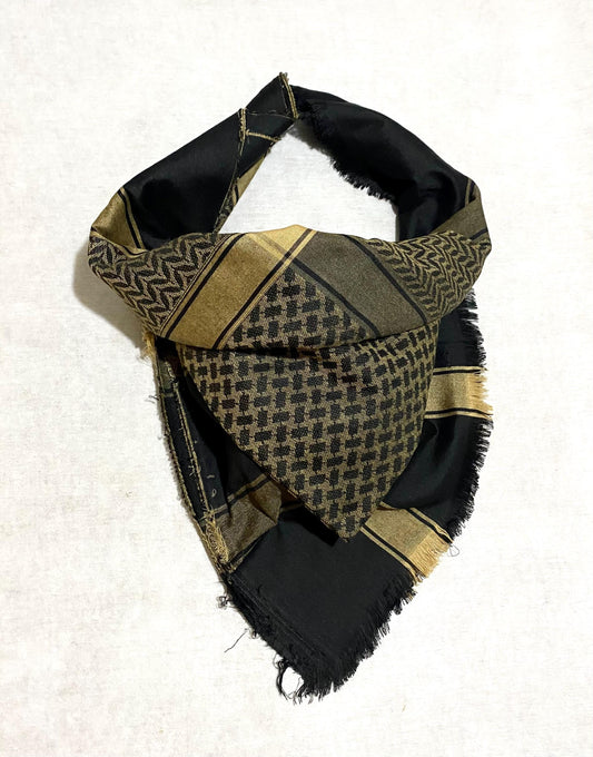 Unique Sahara Scarf desert Arab Bandana face Cover, Headwear Mask vintage dress Hatta Shemagh Keffyieh Kofya, Mixed Beige Black