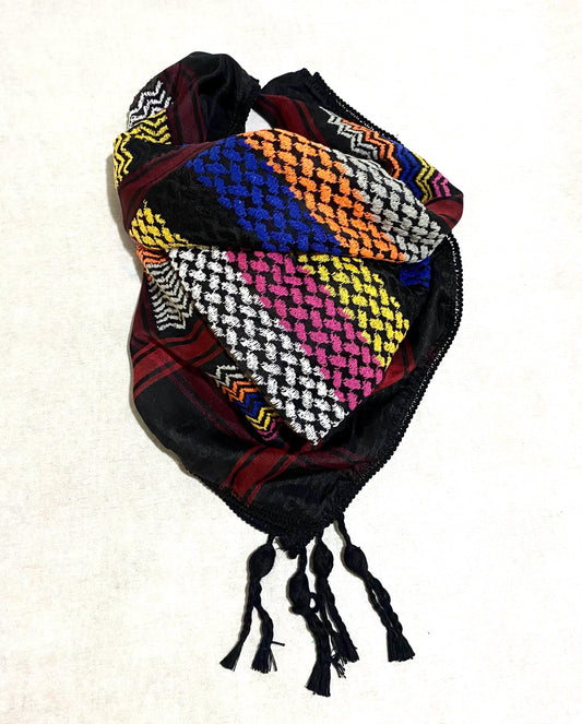 Unique Sahara Rainbow Arab Scarf , Desert Bandana, Palestine Keffiyeh Headwear, Windproof Mask,vintage dress Hatta Shemagh Cocktail mixed