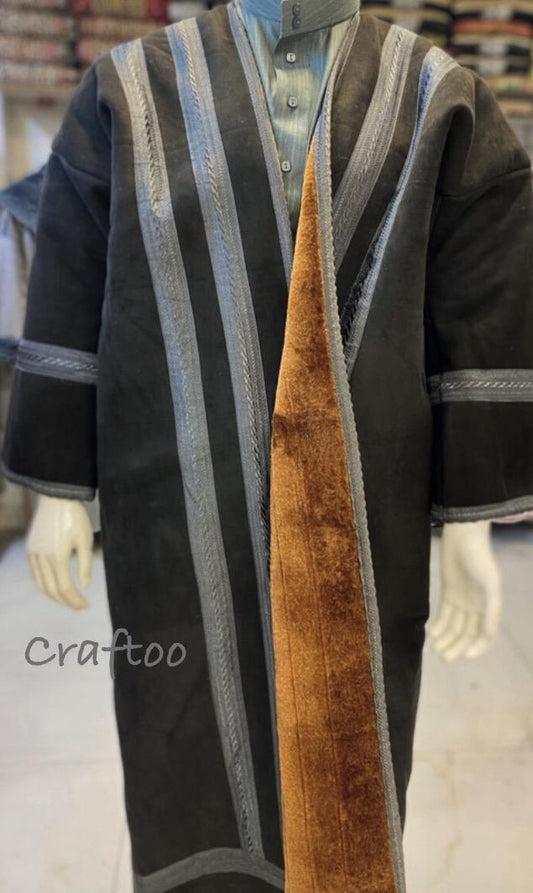 Banda Farwa Winter Coat, Unique Fur, Arab Style Winter Coat, Warm and Heavy, Bisht Unisex Clothing, Vintage Traditional Western, Black Grey