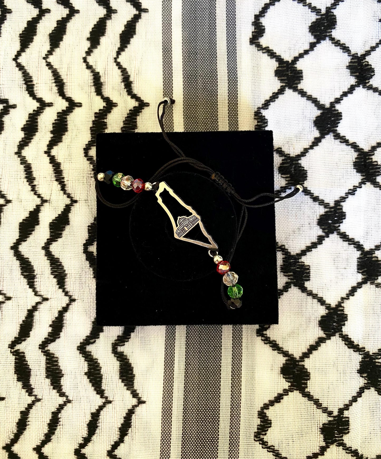 Bracelet Palestine Map, Hollyland Jerusalem Craved Gift, Unique Hand crafted Hand made, Mixed Colours, Metal Keychain Braces Silver Color,
