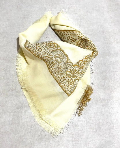 Gold Line Unique Beige Scarf, Desert Bandana Kofya, Arab OldStyle Vintage dress, Hatta Shemagh Kuffyieh Scarf, Woven Stitched Not Printed