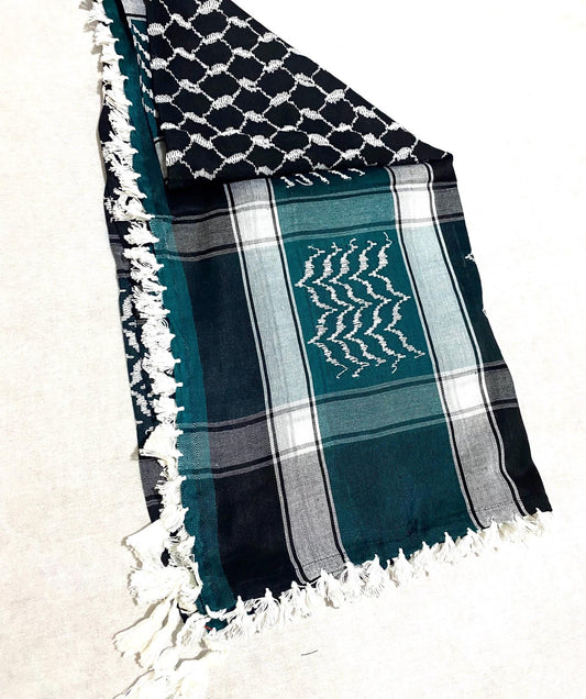 Turquoise Scarf Keffyieh, Unique Arab Scarf Shemagh, Shawl fabric MultiUse faceCover, Headwear Windproof, Vintage dress Hatta, mixed colour